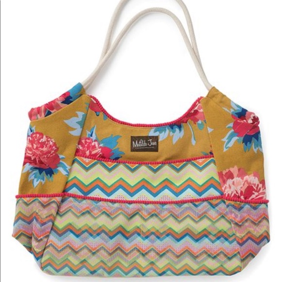 🌸Matilda Jane Floral Chevron Gather It Up Bag🌸 - Picture 1 of 5